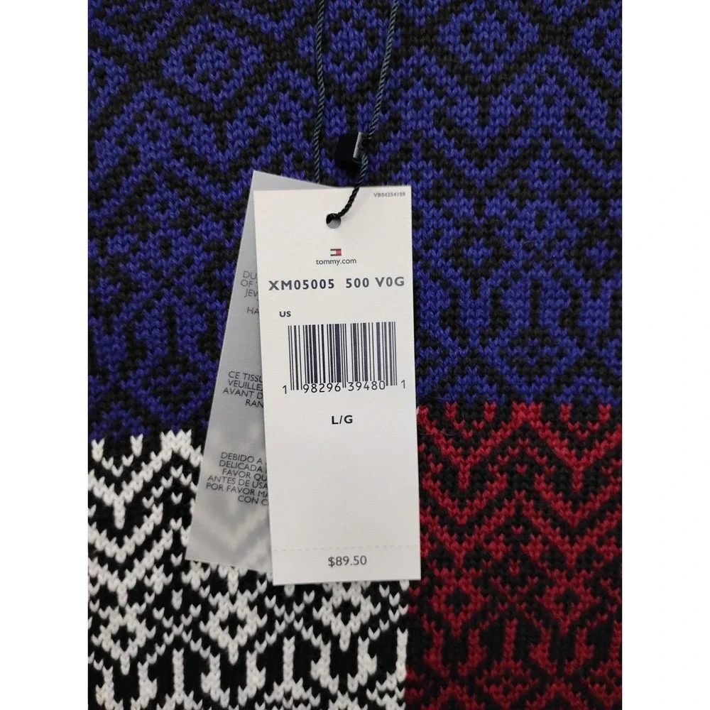 Tommy Hilfiger Knit Long Sweater Sweater Size Large Flag Aztec Print